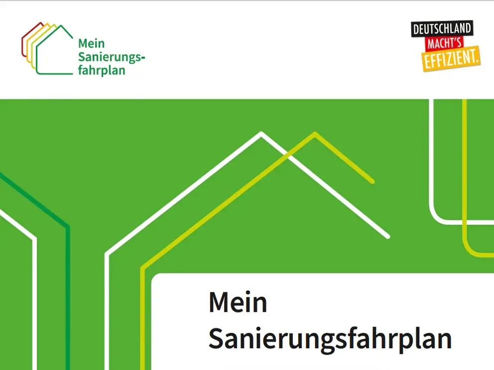Titelblatt eines individuellen Sanierungsfahrplans („Mein Sanierungsfahrplan“)